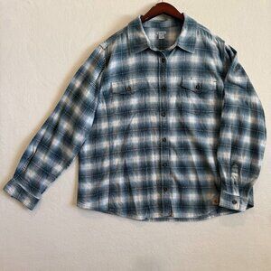 Carhartt Flannel Shirt Womens XXL Blue & White Plaid Cotton Blend Grunge 90s